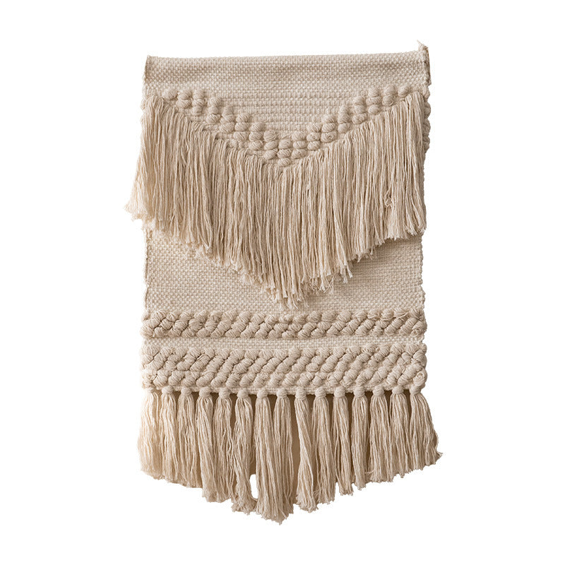 Boho-Wandbehang Makramee mit handgeknüpften Fransen und gewebten Zopfmustern Brehn
