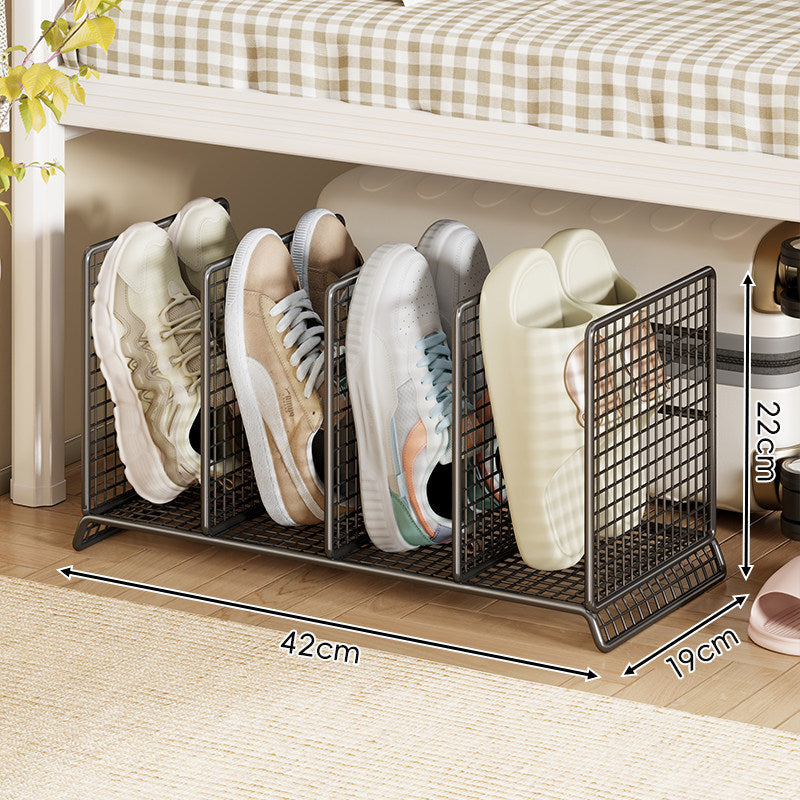 Vertikaler Mesh-Trennschuhregal für kompakte Unter-Bett- und Eingangsbereichspeicherung
