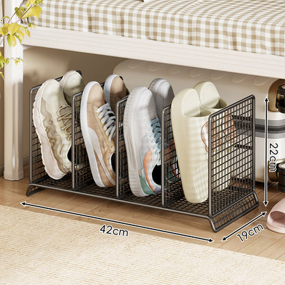 Vertikaler Mesh-Trennschuhregal für kompakte Unter-Bett- und Eingangsbereichspeicherung