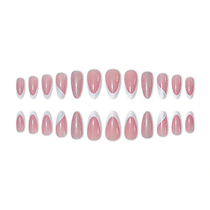 Elegante Glitzer French Tip Nagelkunst-Extensions Brehn
