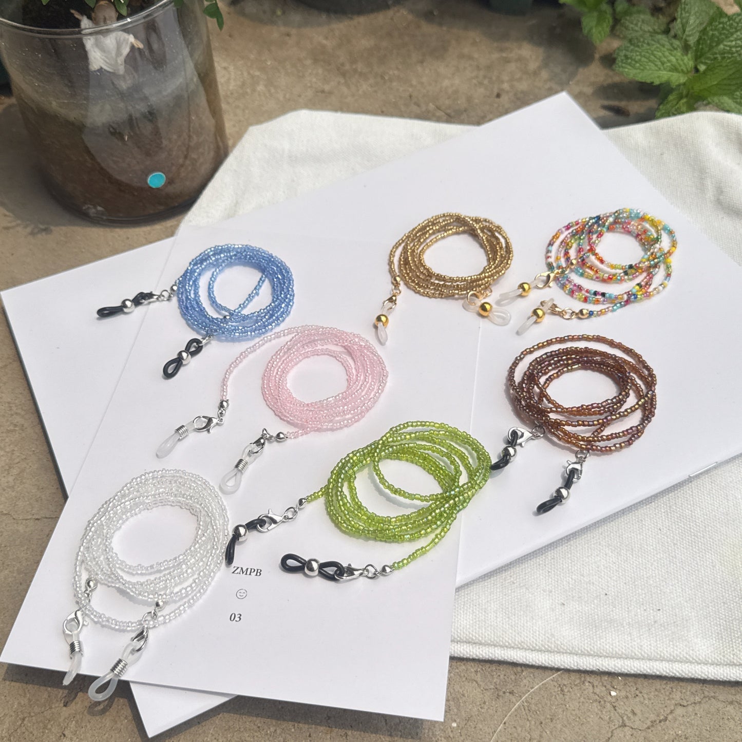 Bunte Perlen Brillen Kette Brehn