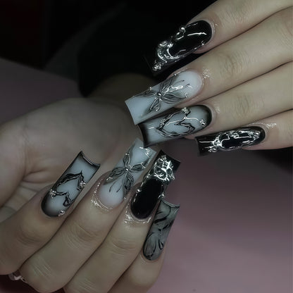 Künstlerisches Langes Press-On Nageldesign Brehn