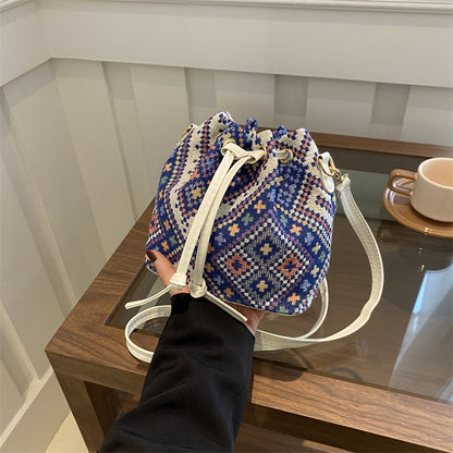 Bohemian-Stil Kordelzug Eimer Tasche