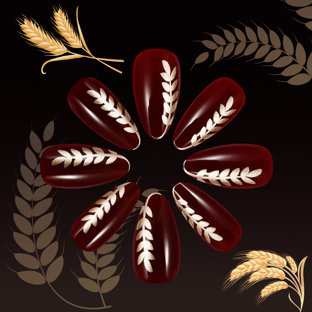 Elegante Botanische Press-On Nagelkunst Brehn