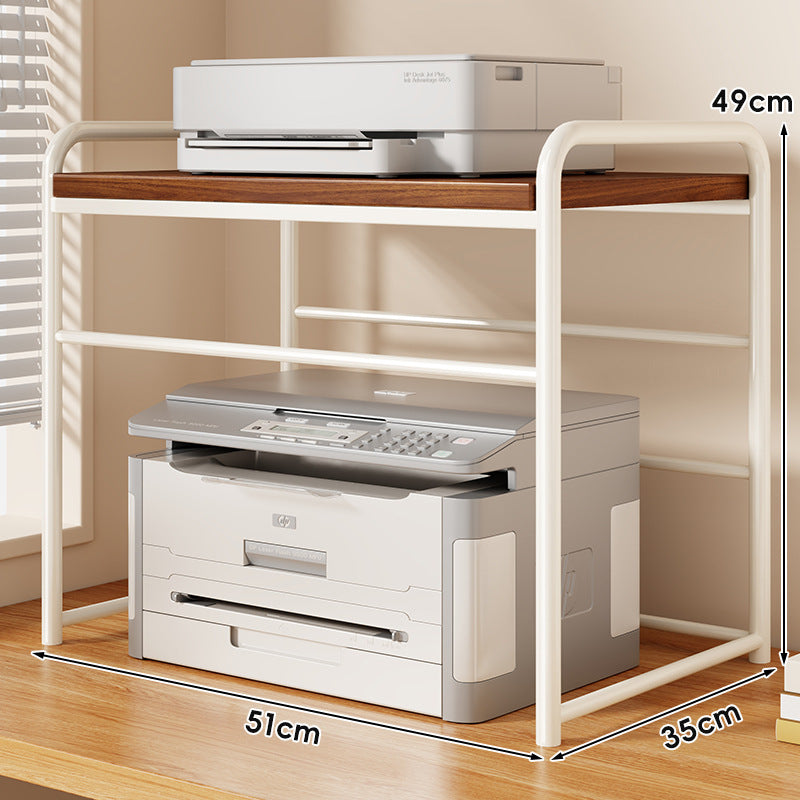 Zwei-Tier Metall- und Holzdruckerstand mit schiebbarer Mesh-Schublade und Unterregal-Speicher