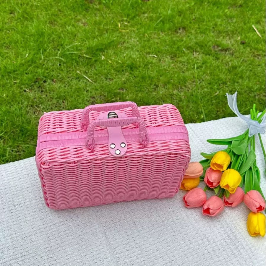 Damen stilvolle und praktische Rattankosmetikbox Brehn