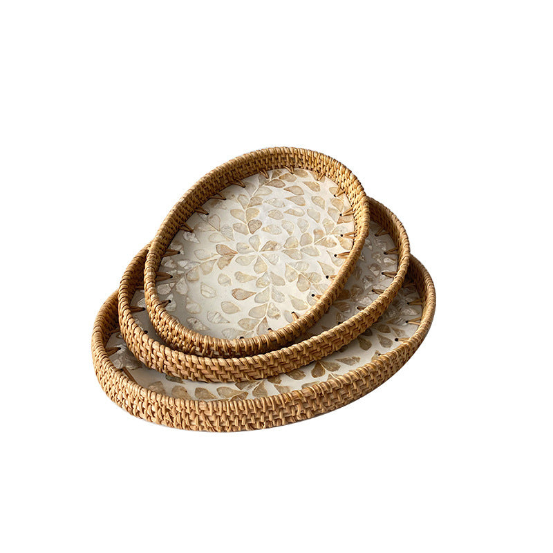 Damen Eleganter Servierteller-Set aus handgewebtem Naturmaterial Brehn
