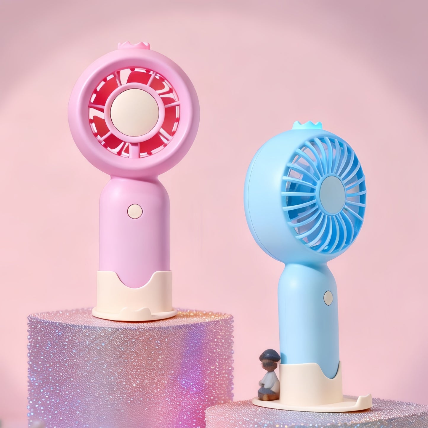 Damen Tragbarer Mini-Lüfter mit USB-Ladefunktion und LEDs Brehn