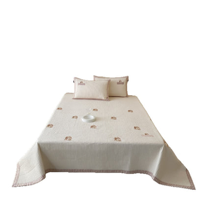 Kinderbettwäsche-Set mit gesticktem Teddybär und Vichy-Karo-Einfassung