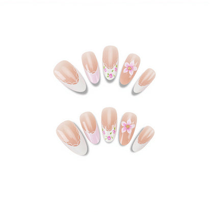 Blumenverzierte Press-On-Nagelset Brehn