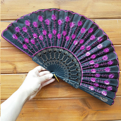 Damen hochwertiger Spitzenfächer mit kunstvollen floralen Motiven Brehn
