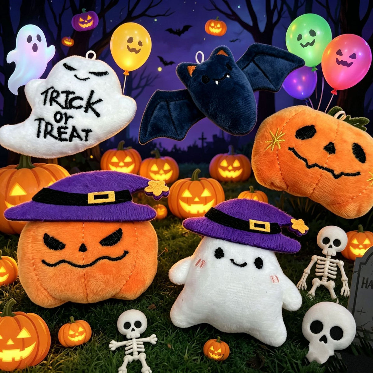 Niedlicher Halloween-Plüschgeist mit weichem Kuschelstoff und gesticktem Gesicht