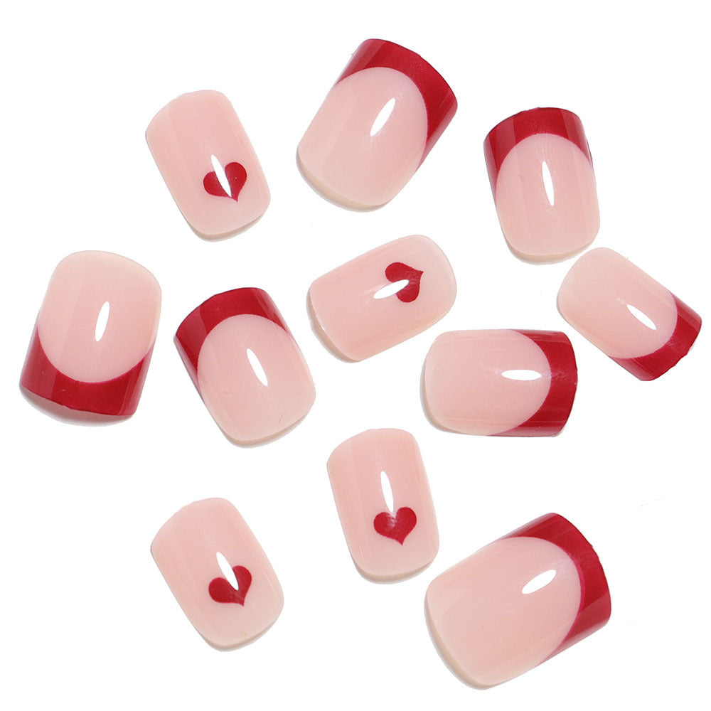 Künstlerisches Herz-Design Press-On Nagelset Brehn