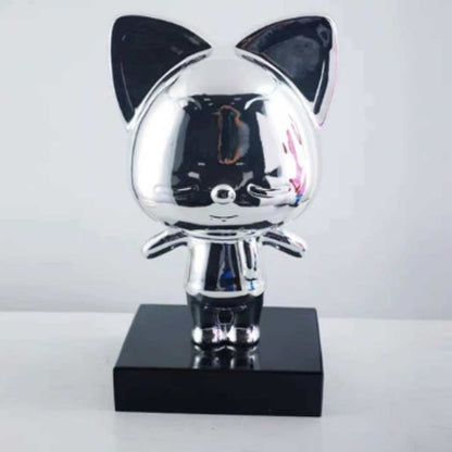 Dekorative Edelstahl Katzen Skulptur