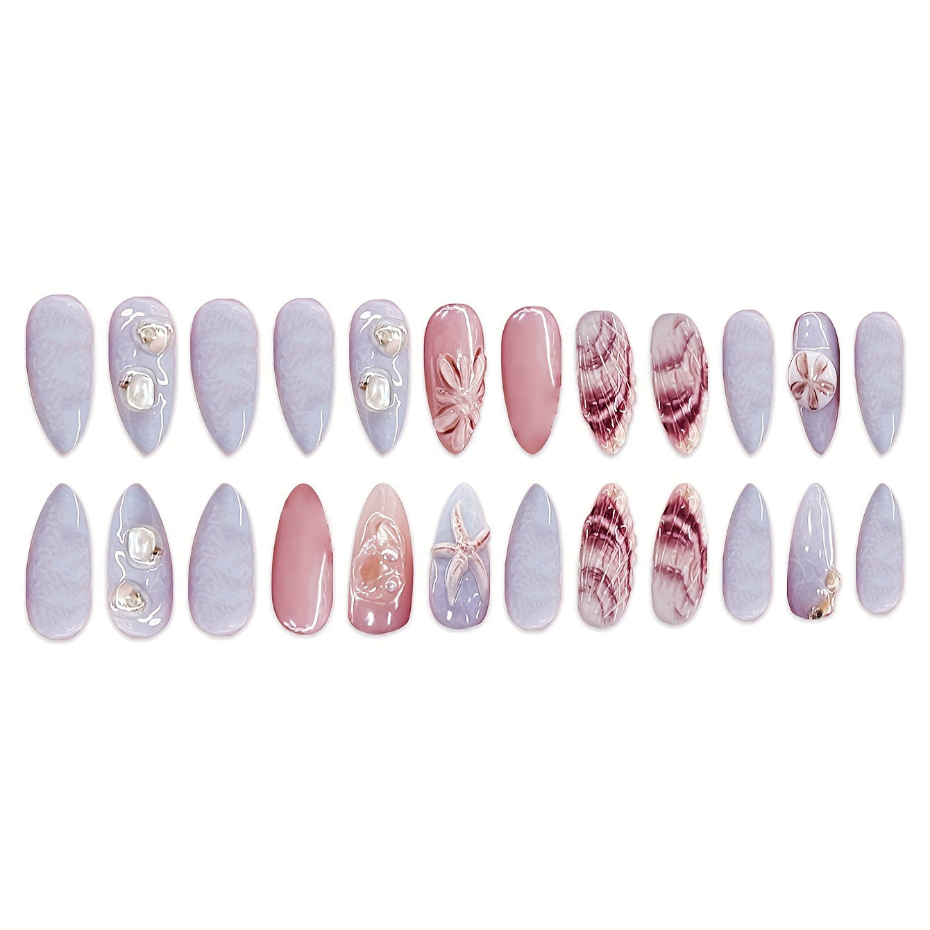 Shell-Decorated Press-On Nail Art Brehn