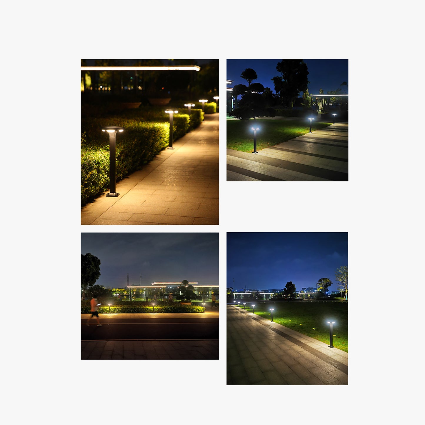 Solarbetriebene flache LED-Wege-Bollard-Leuchte mit doppelten Downlights und Ankerbasis Brehn