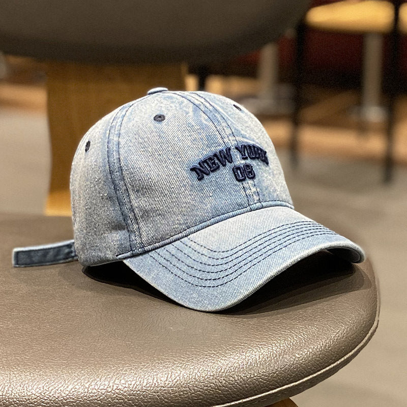 Herren Distressed Denim Stil Baseballkappe Brehn