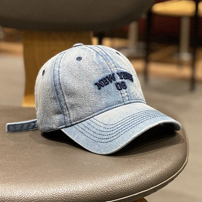 Herren Distressed Denim Stil Baseballkappe Brehn