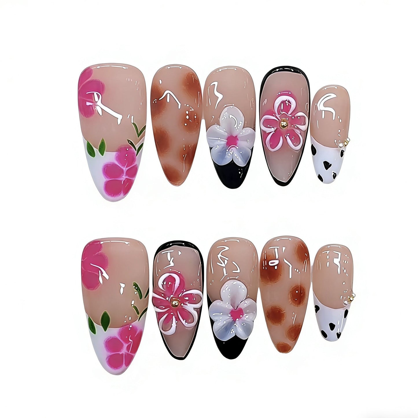 Künstlerisches Floral Press-On Nagelset Brehn 1787296026