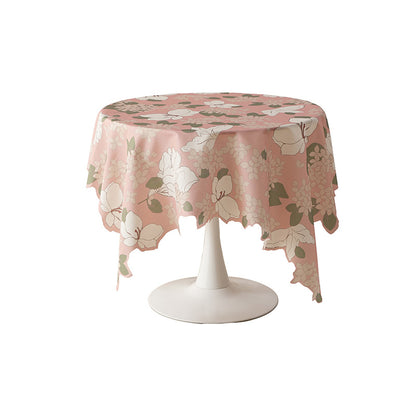 Runde abwischbare Tischdecke mit floralem Ausschnittsaum Brehn