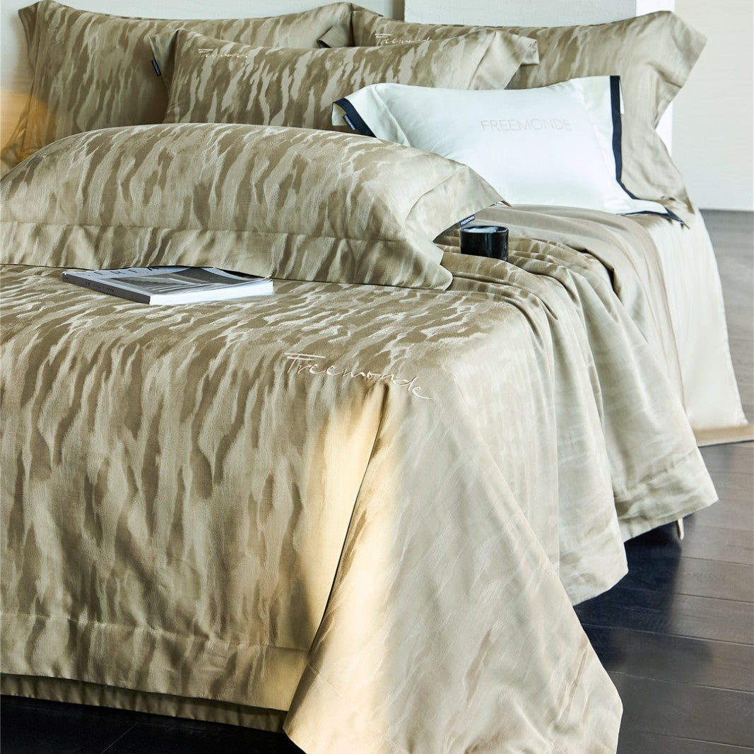 Luxus Jacquard Satin-Back Bettbezug Bettwäsche Set mit Euro- und Oxford-Kissenbezügen