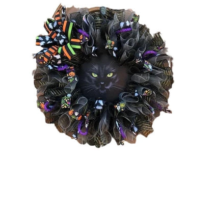 LED Illuminierte Halloween Katzenkranz