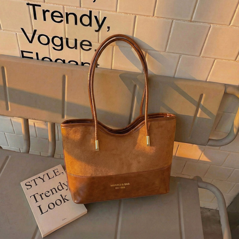 WoStylish Wildleder und Leder Schulter Tote Tasche Brehn