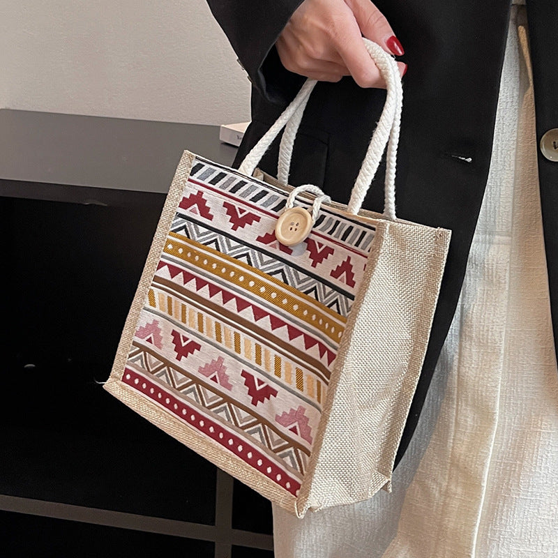 Ethnisch gemusterte Canvas Einkaufstasche