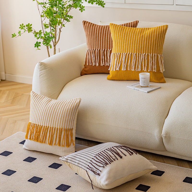Dekoratives Fransen Texturiertes Kissenbezug für Sofa und Bett