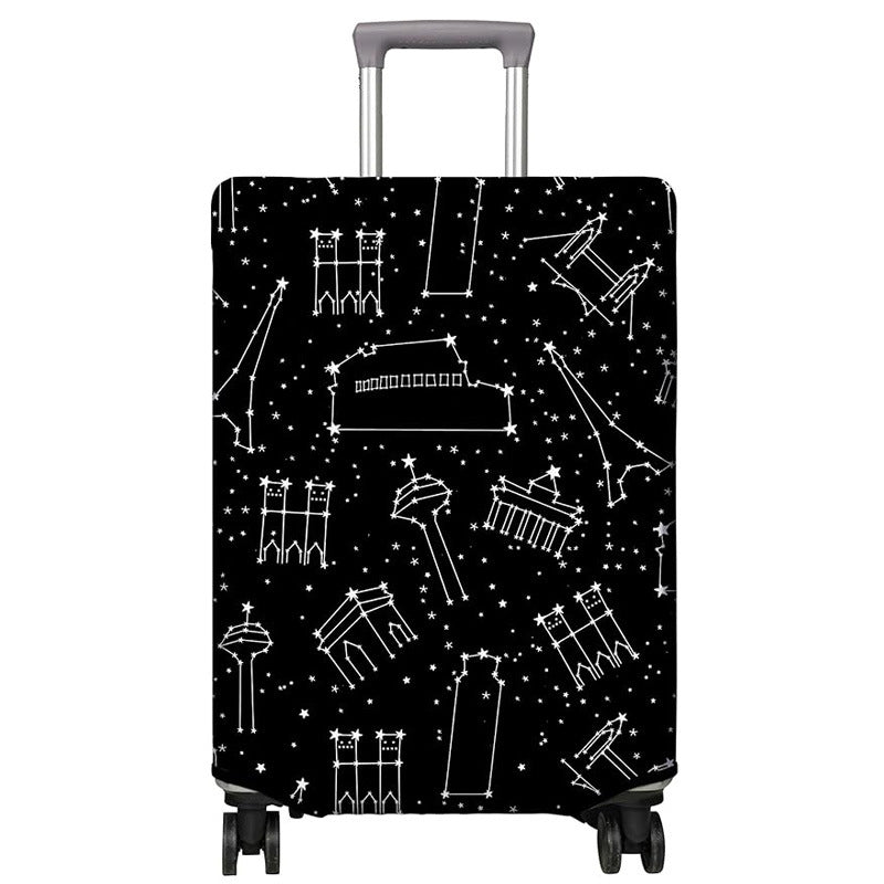 Unisex nan elastische Kofferhülle mit urbanem Doodle-Muster, Reißverschluss und Rundumschutz für 4-Rollen Trolleys Brehn