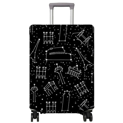 Unisex nan elastische Kofferhülle mit urbanem Doodle-Muster, Reißverschluss und Rundumschutz für 4-Rollen Trolleys Brehn