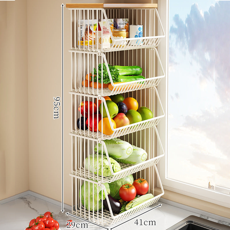 Thekenplatten Holz Top Metall Draht Obst und Gemüse Lagerregal