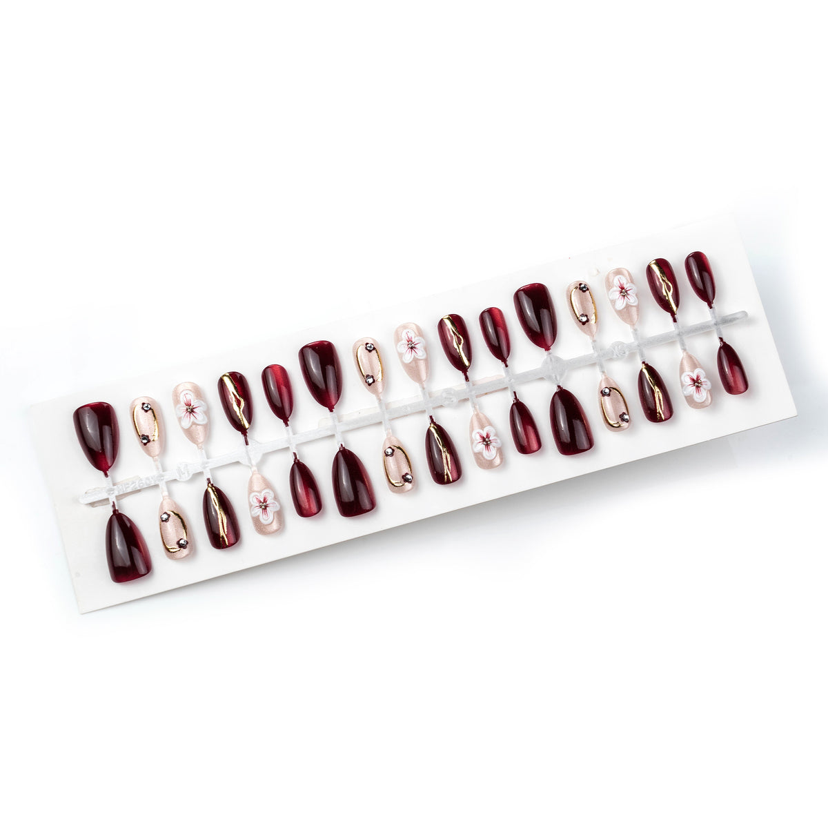 Künstlerisches floral verziertes Press-On-Nagelset Brehn