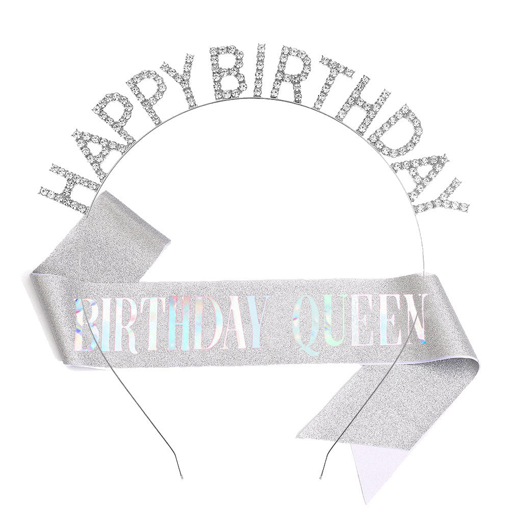 Damen Glitzernder Haarreif mit "Happy Birthday"-Aufschrift Brehn