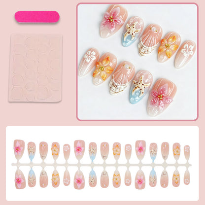 Kunstnagelset mit floralen Motiven und strahlenden Akzenten Brehn