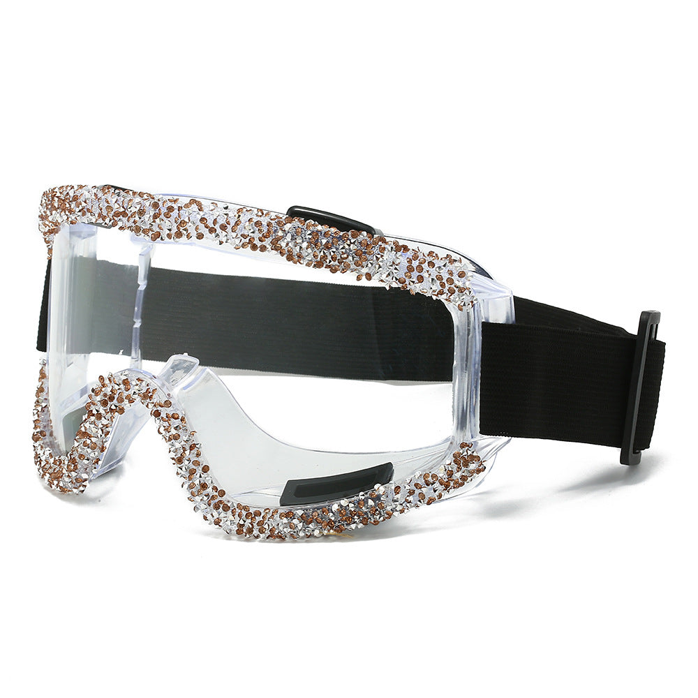Damen Glamouröse Skibrille mit funkelndem Schmuckrahmen Brehn