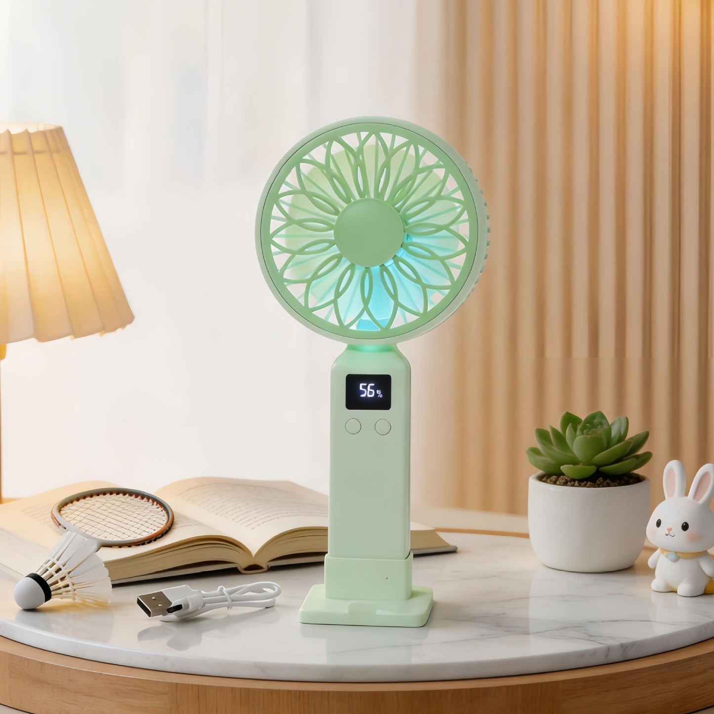 Damen Tragbarer Handventilator mit LCD-Display und USB-Ladefunktion Brehn