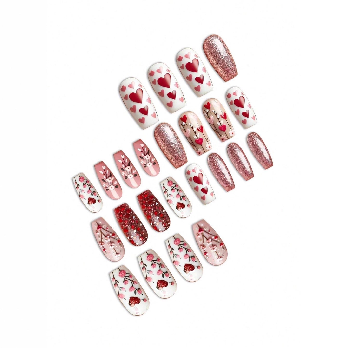 Herz-Themen Dekorative Press-On Nagelkunst Brehn
