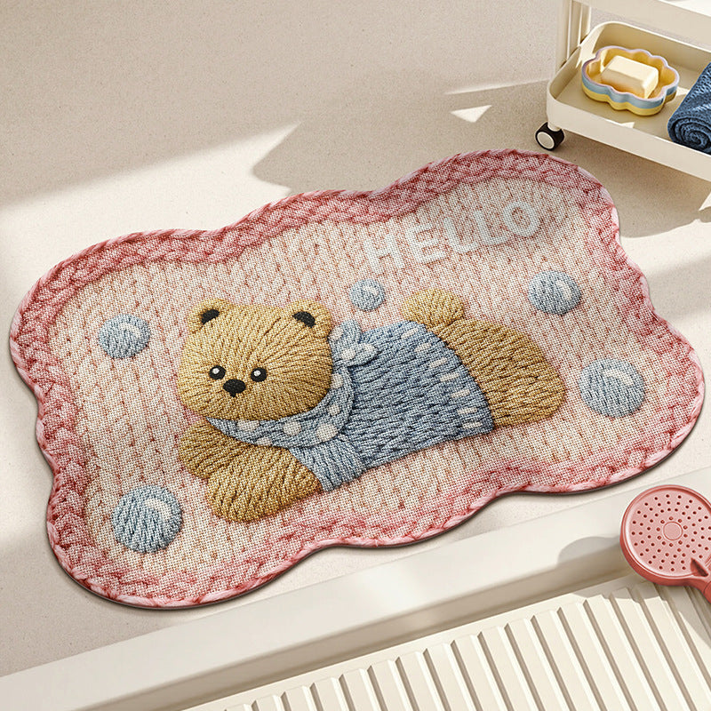 Adorable Bestickter Bär Badezimmermatte Brehn