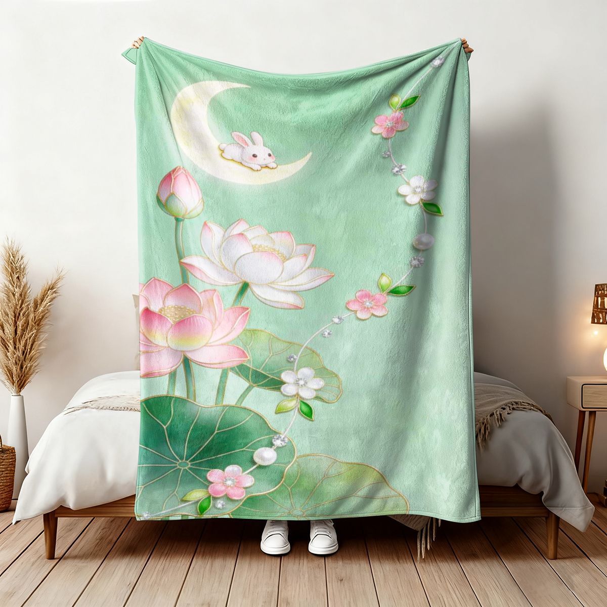 Elegante Blumenmuster Fleece Decke