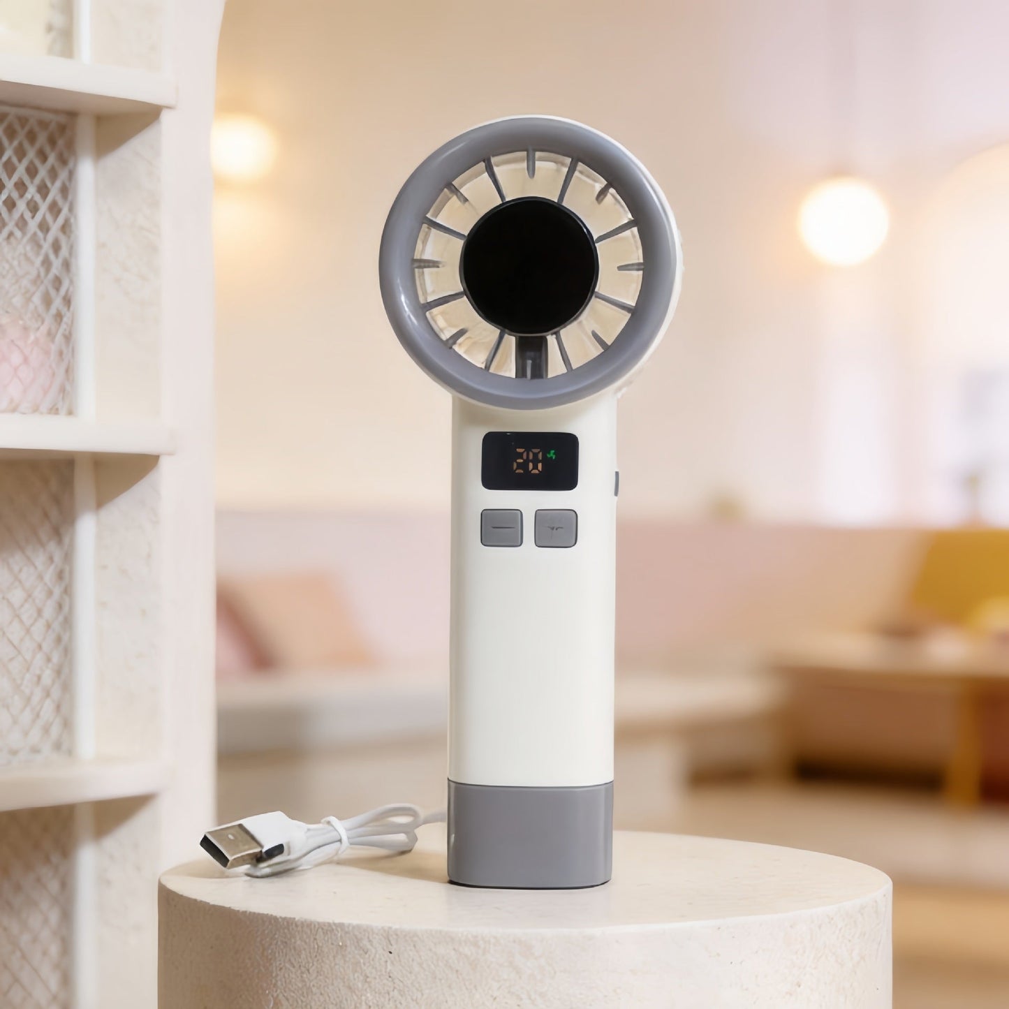 Frauen Tragbarer Handventilator mit Digitalem Temperaturdisplay Brehn