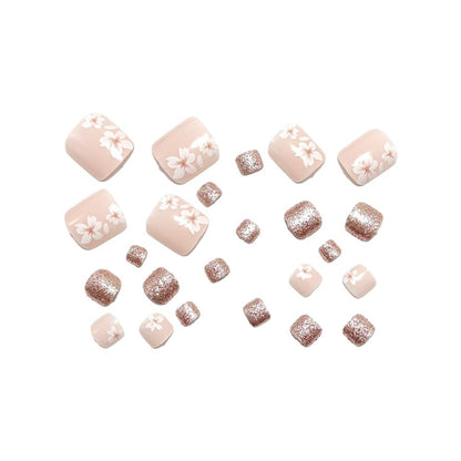 Kunstnagelset mit floralen und glitzernden Akzenten Brehn