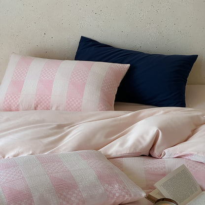 Gepatchworkte Baumwoll-Bettbezugset mit Stepptextur