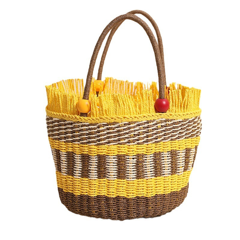 Damen Bequeme Strandtasche mit buntem Fransenbesatz Brehn