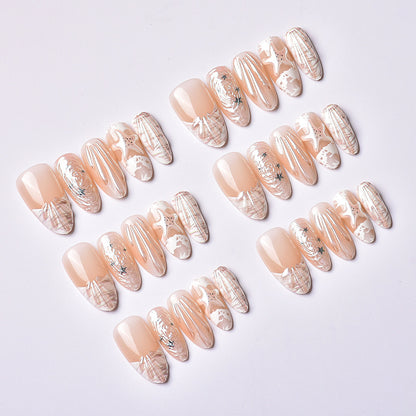 Künstlerisches von Muscheln inspiriertes Press-On-Nagelkunst-Set Brehn