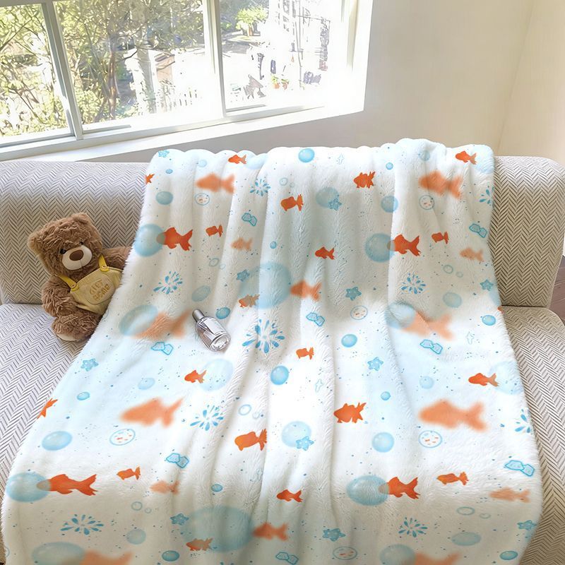 Weiche Fleece-Decke mit Fischmuster