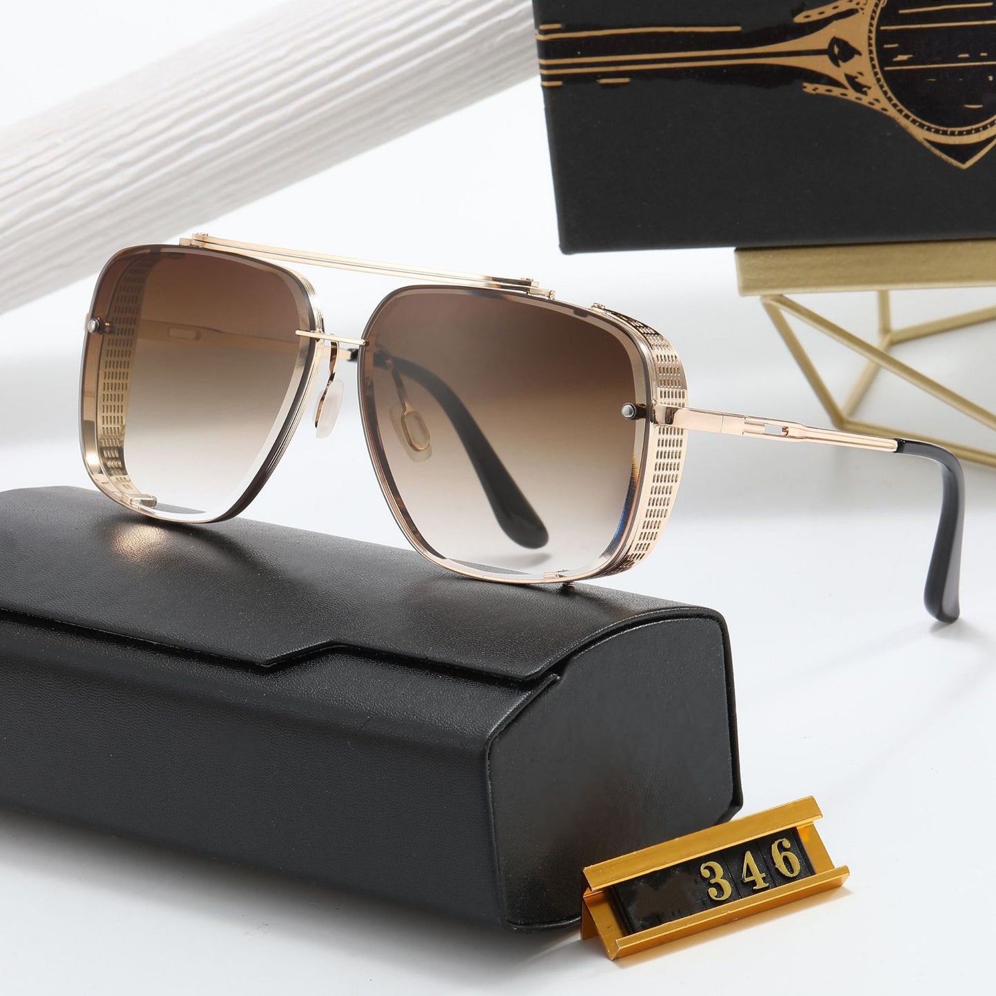 Damen Designer-Sonnenbrille mit stilvollem eckigem Rahmen und UV-Schutz Brehn