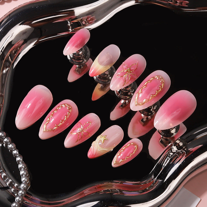 Elegante abstrakte Press-On-Nagelset Brehn