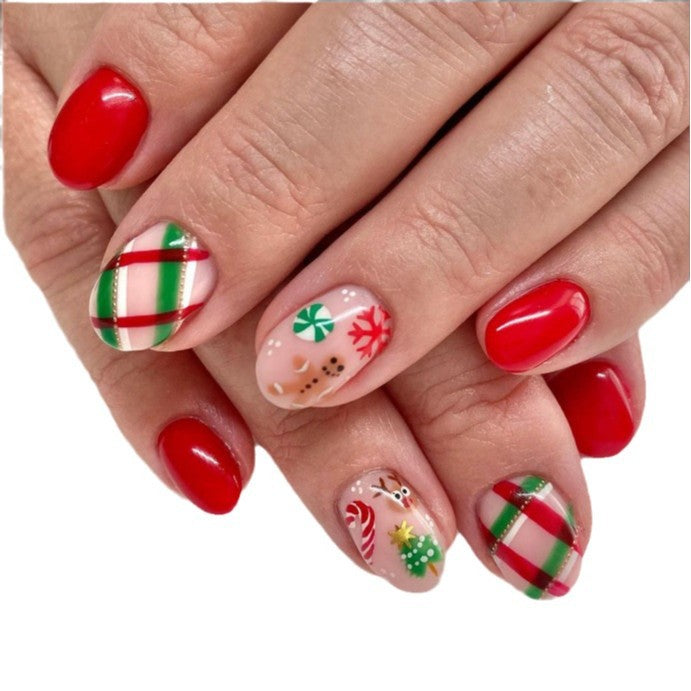 Festliches Feiertags-Themen Press-On Nagelset Brehn