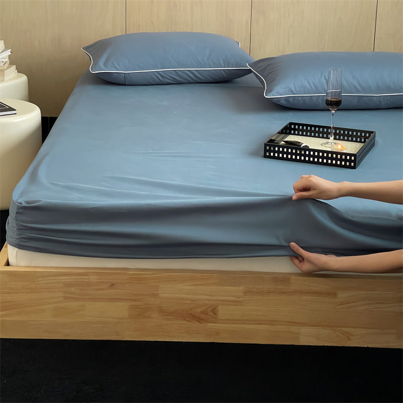 Tief-Taschen Elastisch Stretch Percale Spannbettlaken Set mit Paspel-Kissenbezügen